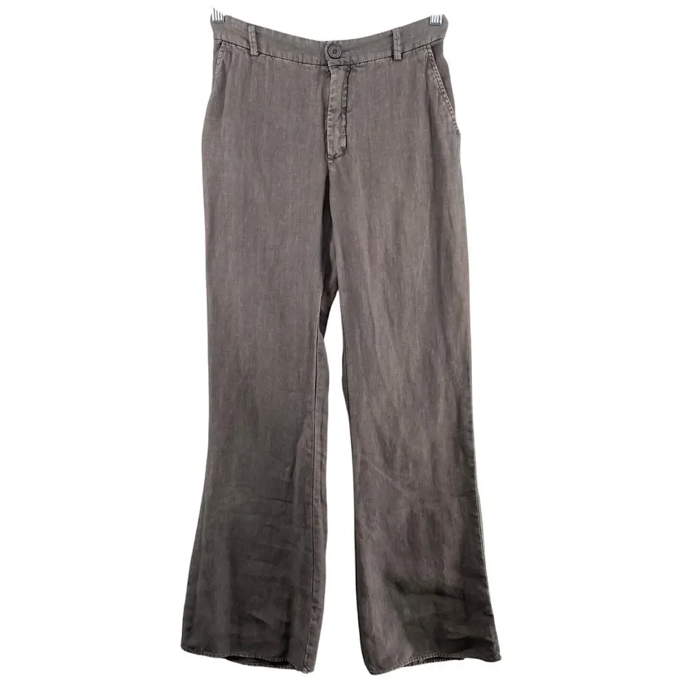 Zara Cotton Blend? Linen? Wide Leg Trouser Pant Womens S Grey Lightweight Casual